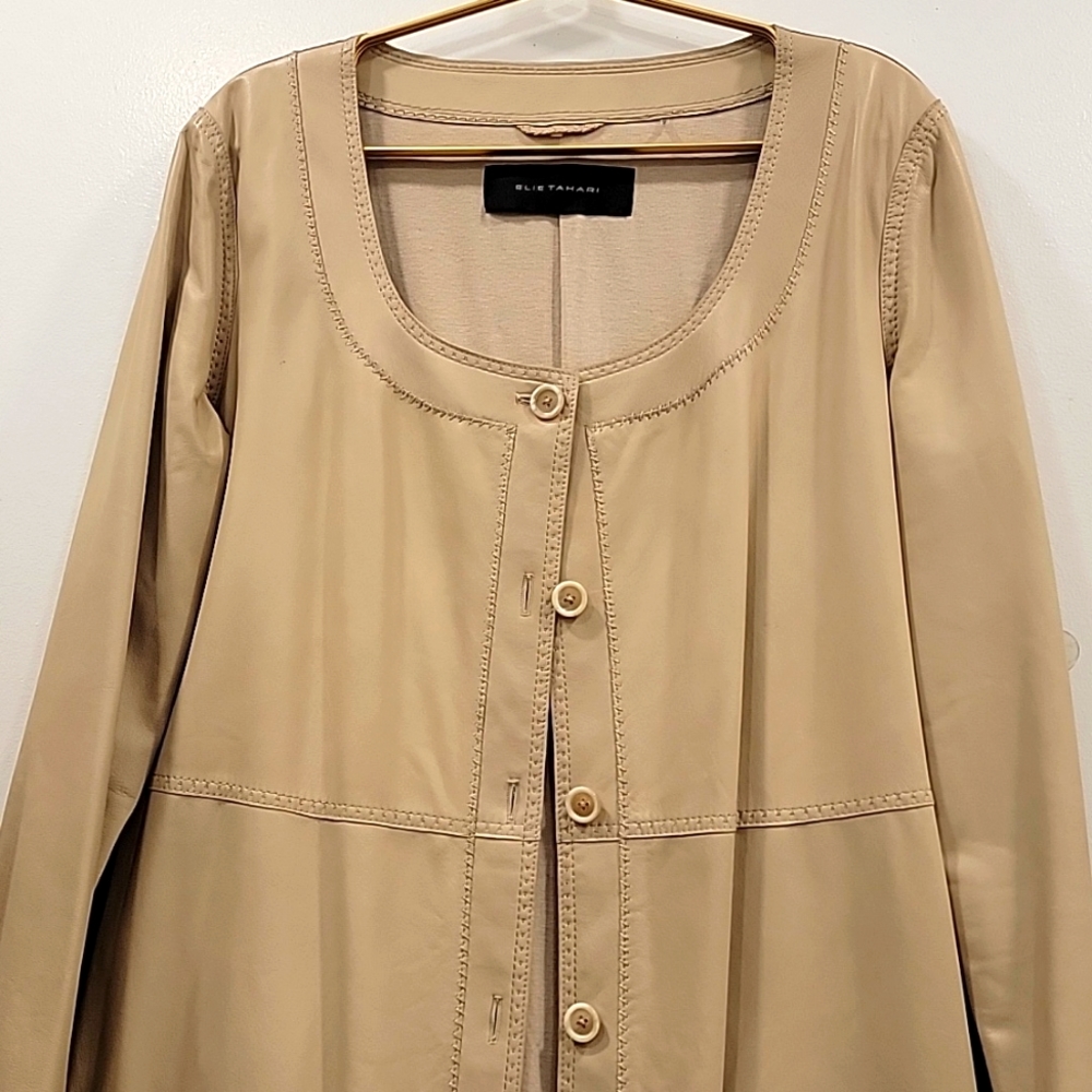 Elie Tahari genuine leather ladies coat dress